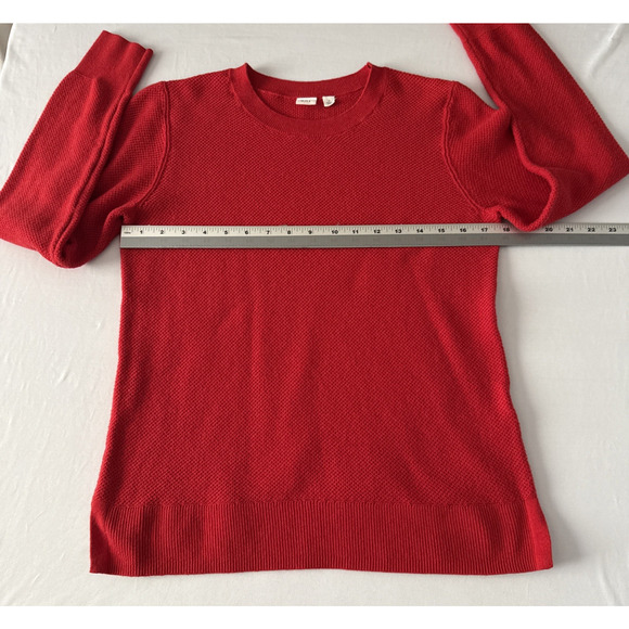 Gap Womens S Woven Knit Long Sleeve Crew Neck Modern Red Knit Top Granola Staple - Picture 8 of 10